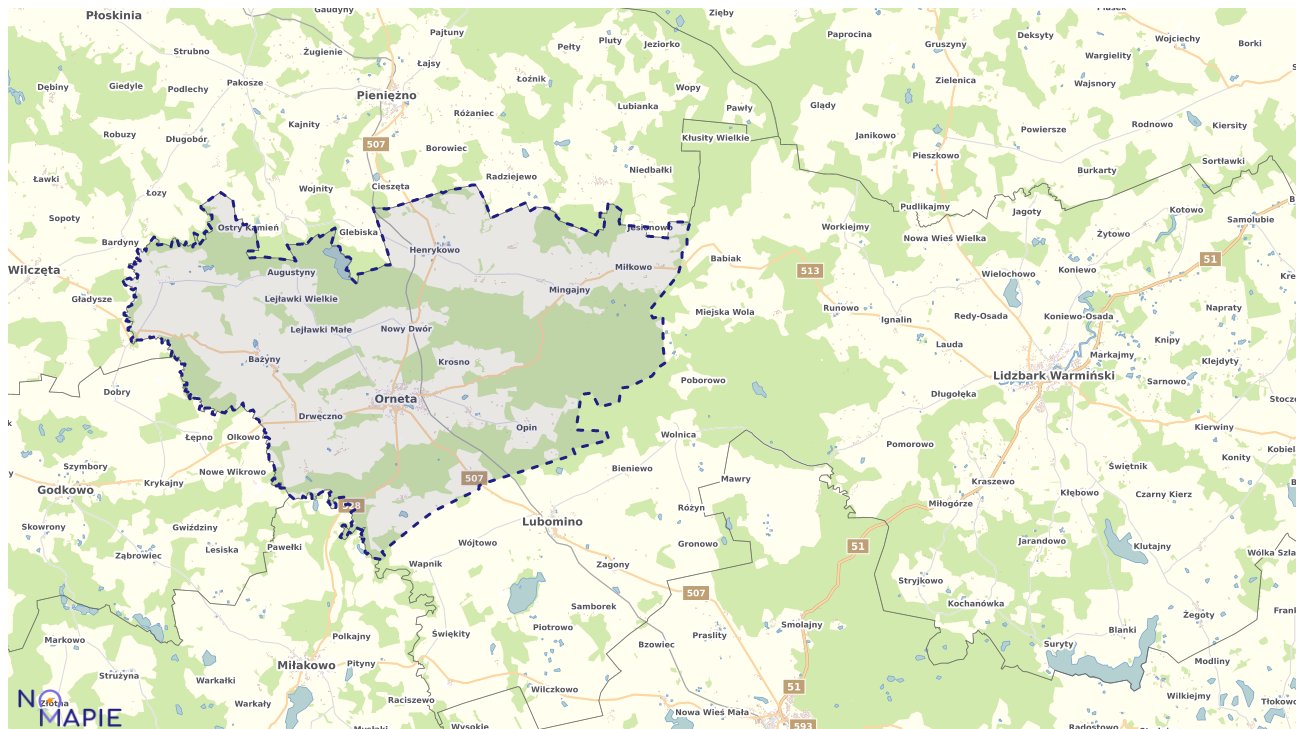 Mapa uzbrojenia terenu Ornety